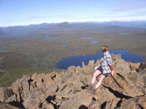 on the Summit of the Barn, the whole Overland track route is visible