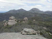 from Mt Dunn the top of Mt Buffalo looks like a jumble of granite boulders