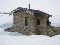 Seaman's hut is a memorial for two skiiers who died near here in the 1920s