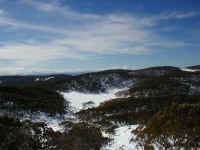 The Baw Baw plateau is not entirely flat.  Skiing across to Mt Baw Baw requires three creek valley crossings